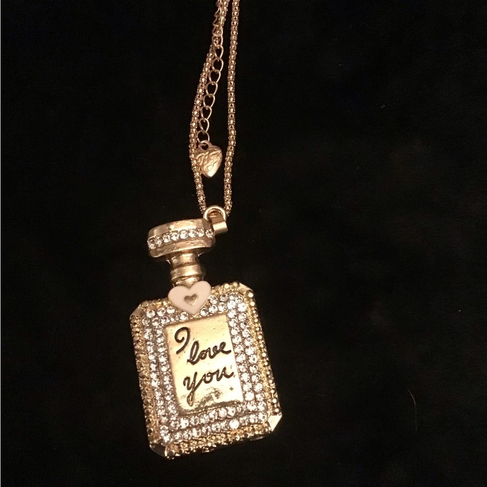 Betsey Johnson Gold and Silver Perfume Bottle Necklace